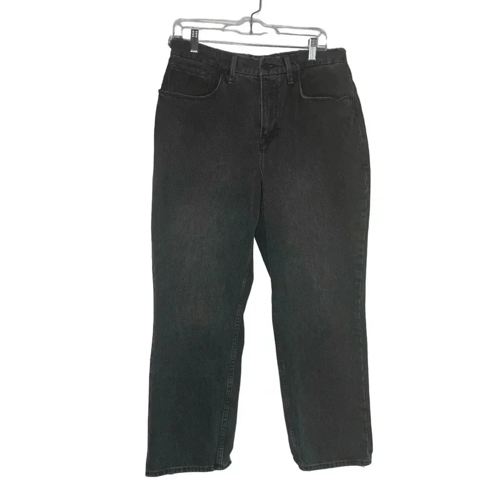 J.crew Womens Toothpick Straight Leg Jeans Black Zipper Pockets Denim 31